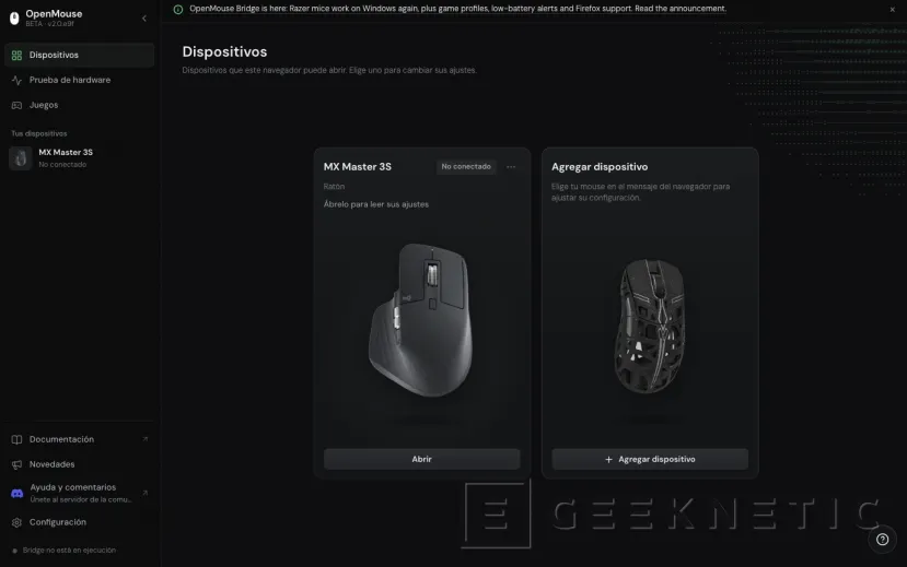 Geeknetic OpenMouse añade soporte en beta para teclados de Logitech, Razer, SteelSeries y Wooting 1