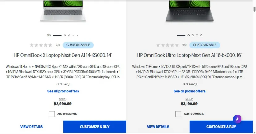 Geeknetic Los portátiles HP con NVIDIA RTX Spark parten de los 2.999,99 dólares con CPU de 18 núcleos, GPU de 5.120 núcleos y 32 GB de RAM unificada 1