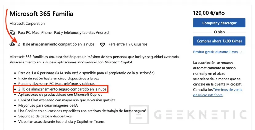 Geeknetic Hachazo de Microsoft al almacenamiento de OneDrive: de 6 TB a repartirse 2 TB, poco más de 330 GB por usuario 1
