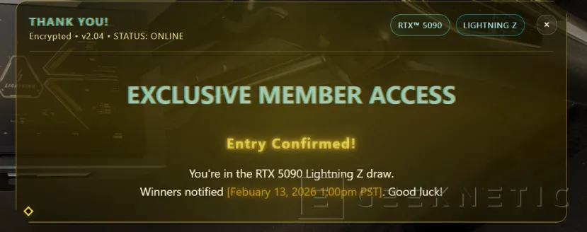 Geeknetic La MSI RTX 5090 Lightning Z se venderá a partir de mañana, 5.090,99 dólares y solo podrás conseguirla si ganas un sorteo 3