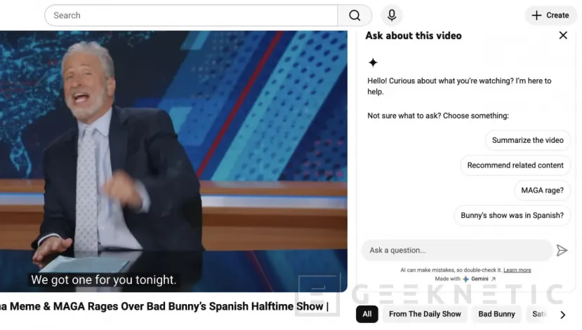 Geeknetic YouTube soluciona un problema inexistente: llega el botón Ask con Gemini a televisores, consolas y dispositivos de streaming 1