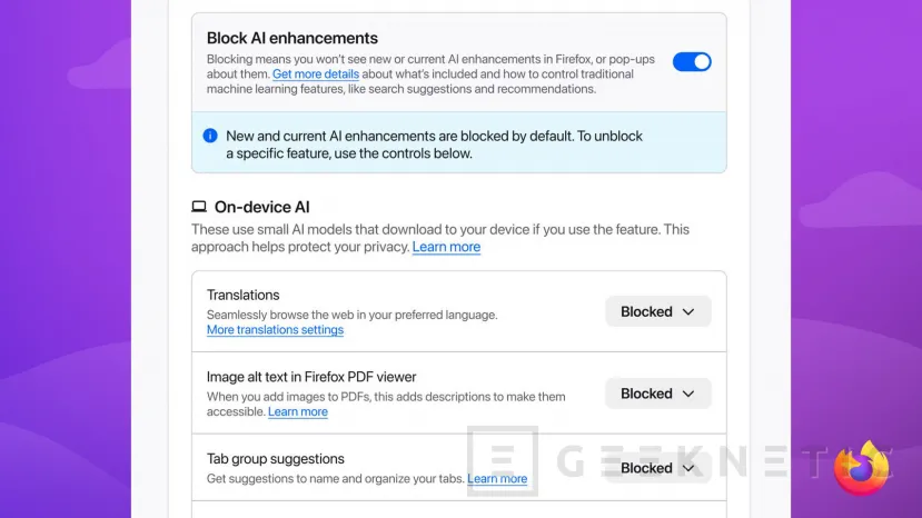 Geeknetic Firefox permitirá desactivar por completo la IA del navegador con un solo clic 1