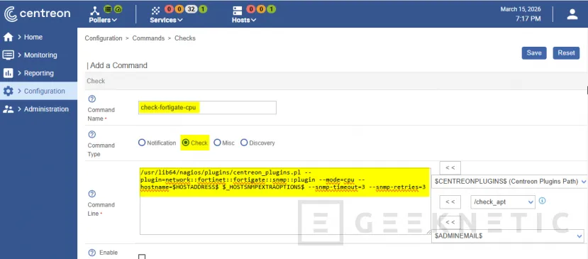 Geeknetic Cómo Integrar un Firewall Fortigate en Centreon Paso a Paso 3