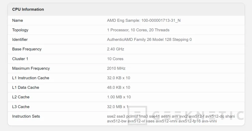 Geeknetic Una APU AMD con Zen 6 se deja ver en Geekbench con 10 núcleos y 20 hilos 2