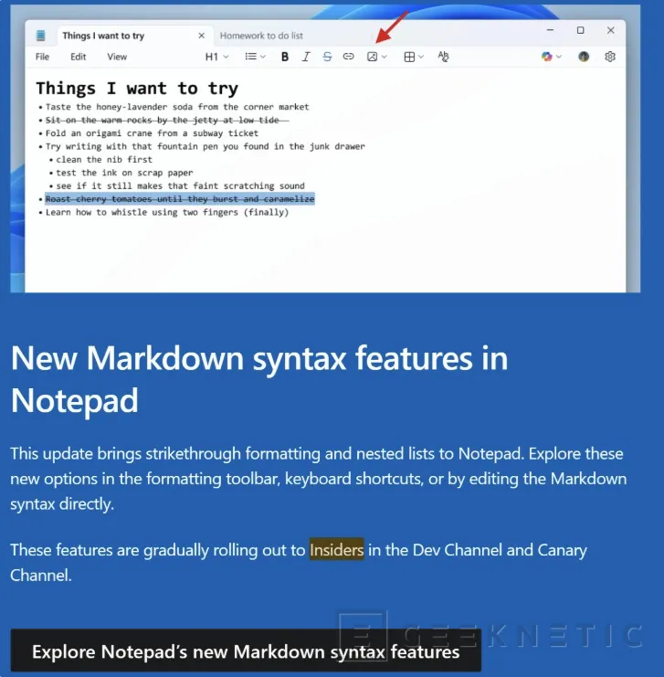 Geeknetic Microsoft confirma que el Bloc de notas de Windows 11 tendrá soporte para imágenes y ya lo está anunciando a los Insiders 1