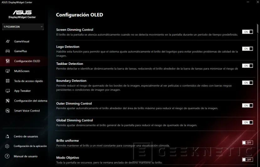 Geeknetic ASUS ROG Swift OLED PG34WCDN review: el mejor monitor gaming que hemos probado, ultrapanorámico, QD-OLED y 360 Hz 17