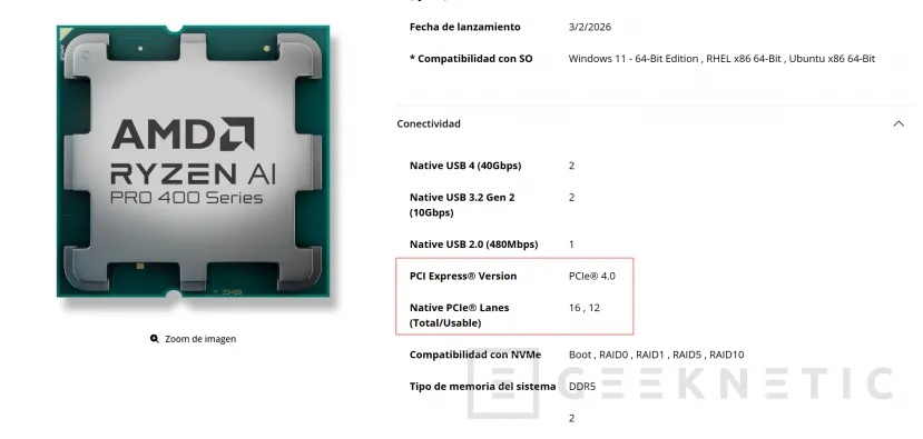 Geeknetic Los AMD Ryzen AI 400 para escritorio llegan con menos líneas PCIe y limitan el uso de GPUs de última generación 1