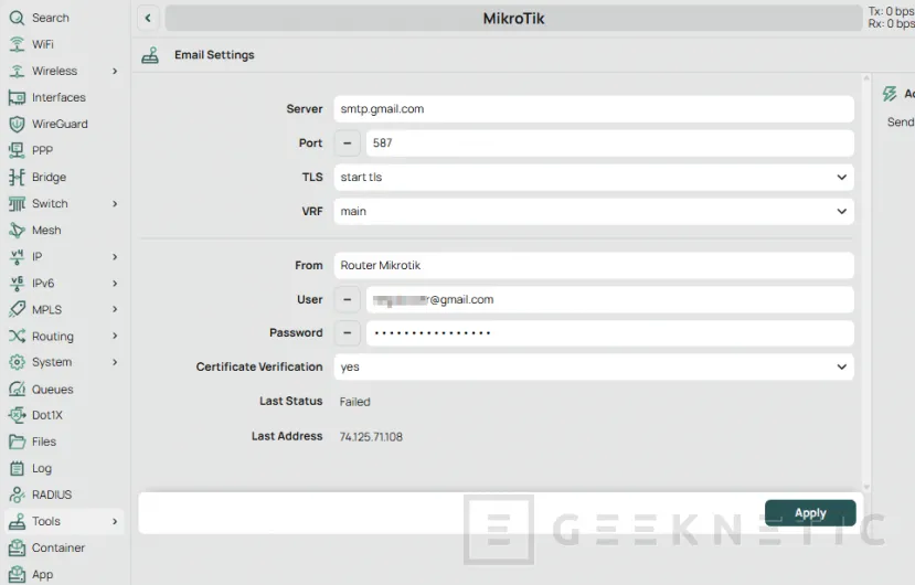 Geeknetic Automatiza el backup de configuración de MikroTik en un NAS con aviso por correo 3