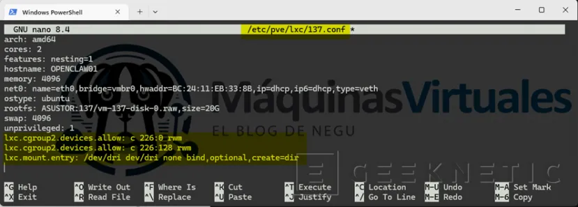 Geeknetic Cómo Instalar OpenClaw en LXC Proxmox con GPU AMD 5