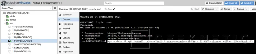 Geeknetic Cómo Instalar OpenClaw en LXC Proxmox con GPU AMD 6