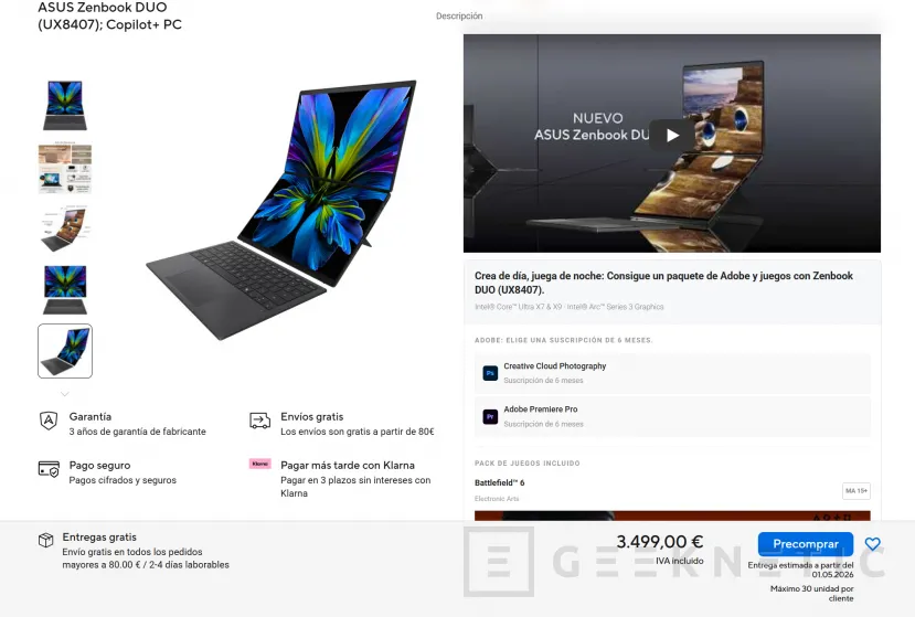 Geeknetic El ASUS Zenbook Duo 2026 ya se puede reservar en España: doble pantalla OLED y un precio de 3.499 euros 1