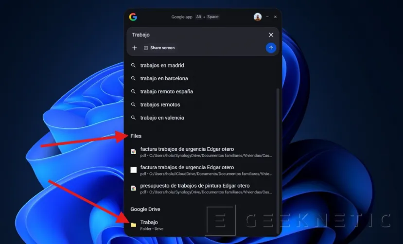 Geeknetic Probamos la nueva app de Google para Windows: así funciona la búsqueda que une la IA con tus archivos locales y de Drive 5