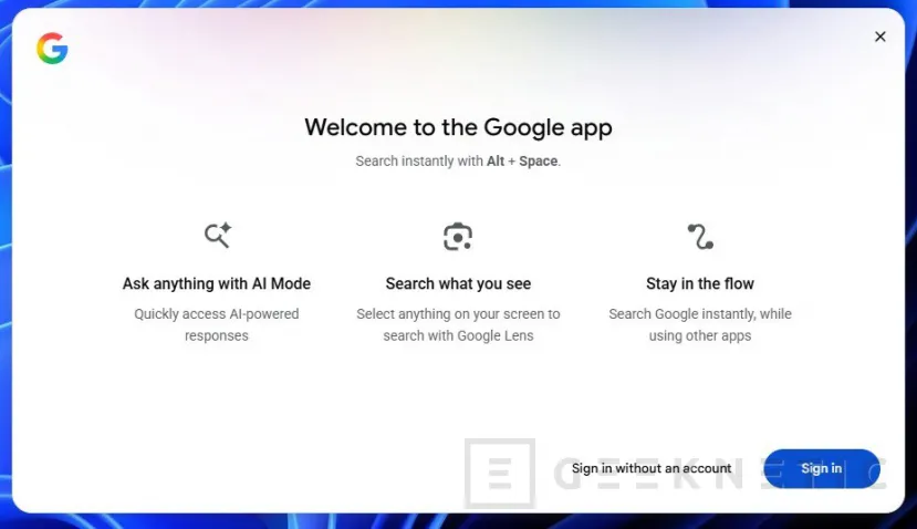 Geeknetic Probamos la nueva app de Google para Windows: así funciona la búsqueda que une la IA con tus archivos locales y de Drive 1