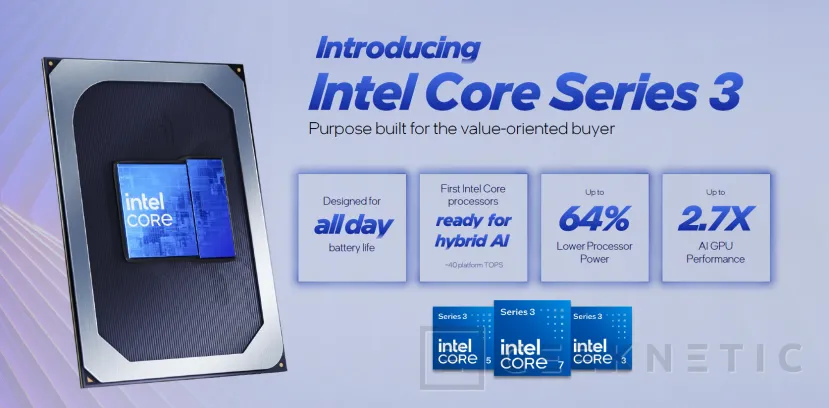 Geeknetic Intel lanza los Core Series 3 para PC con NPU, bajo consumo y hasta 6 núcleos 1
