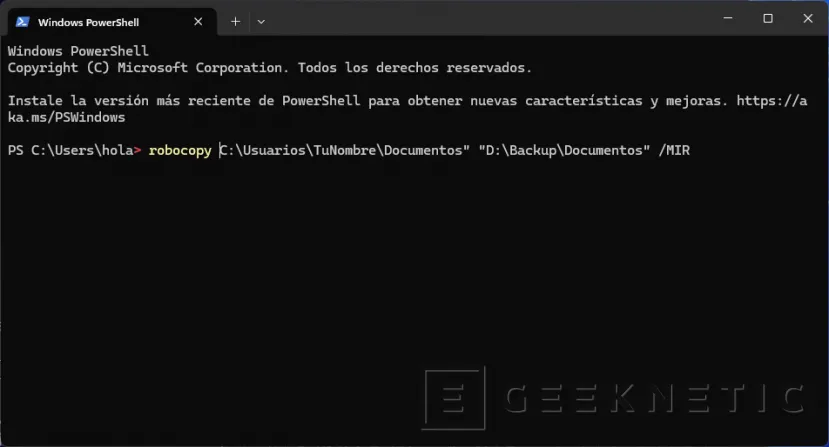 Geeknetic Cómo crear copias de seguridad automatizadas con comandos y sin apps en Windows 11 2