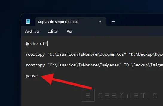 Geeknetic Cómo crear copias de seguridad automatizadas con comandos y sin apps en Windows 11 5