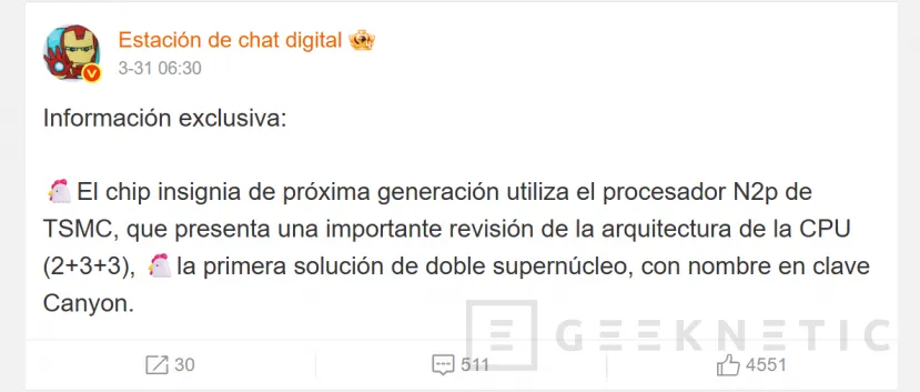 Geeknetic MediaTek Dimensity 9600 apostará por 2 núcleos Ultra y una arquitectura 2+3+3 para competir con Qualcomm 1