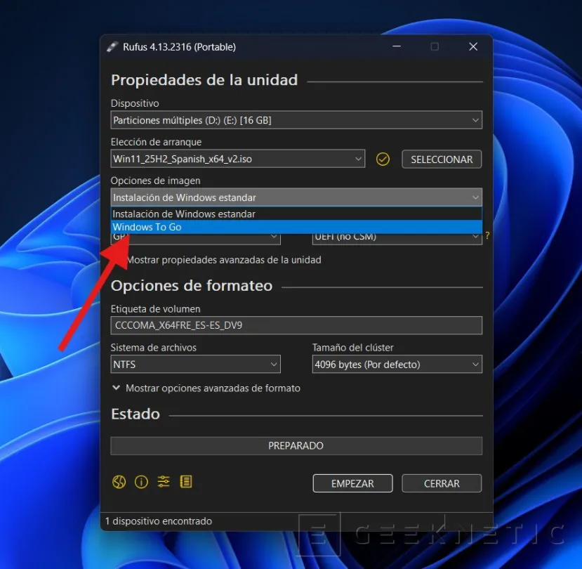Geeknetic Convierte tu USB en un PC de bolsillo: guía para resucitar Windows To Go con Rufus y Windows 11 4