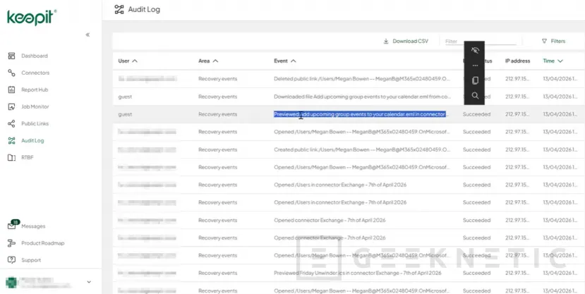 Geeknetic Keepit: Backup SaaS con inmutabilidad por diseño, soberanía del dato y restauración granular 14