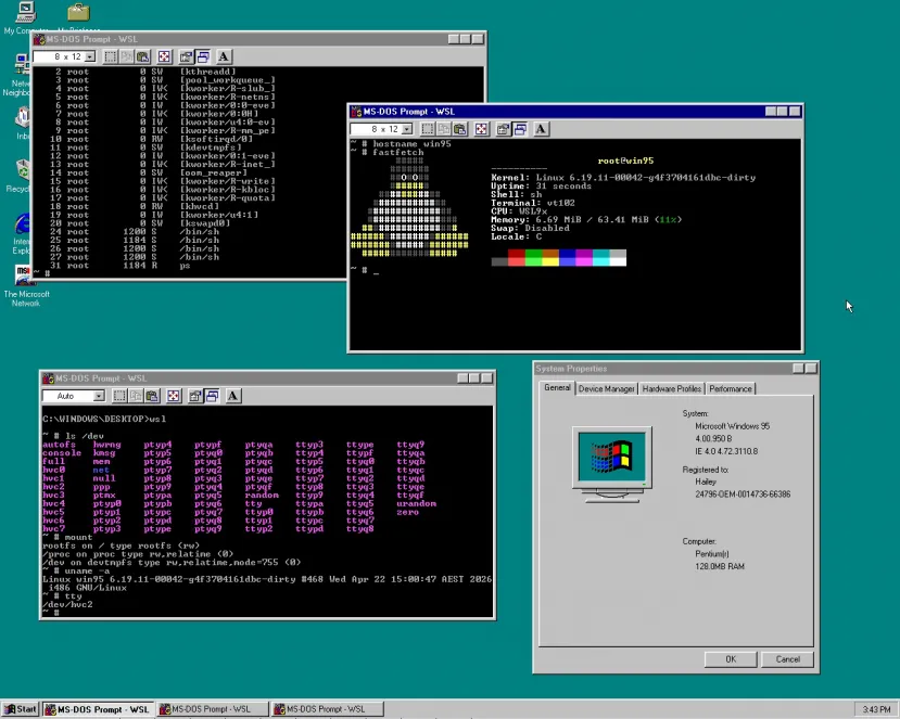 Geeknetic Una idea tan absurda como brillante: WSL9x hace posible ejecutar Linux dentro de Windows 95 1
