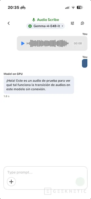 Geeknetic Google AI Edge Gallery: cómo ejecutar los modelos Gemma 4 en móviles iOS y Android 5
