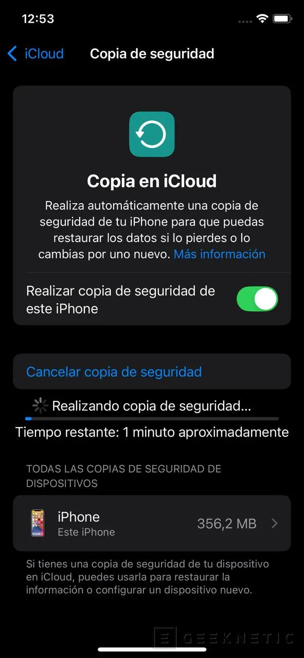 Geeknetic Cómo hacer una copia de seguridad o sincronizar los datos en iCloud con tu Apple iPhone 1