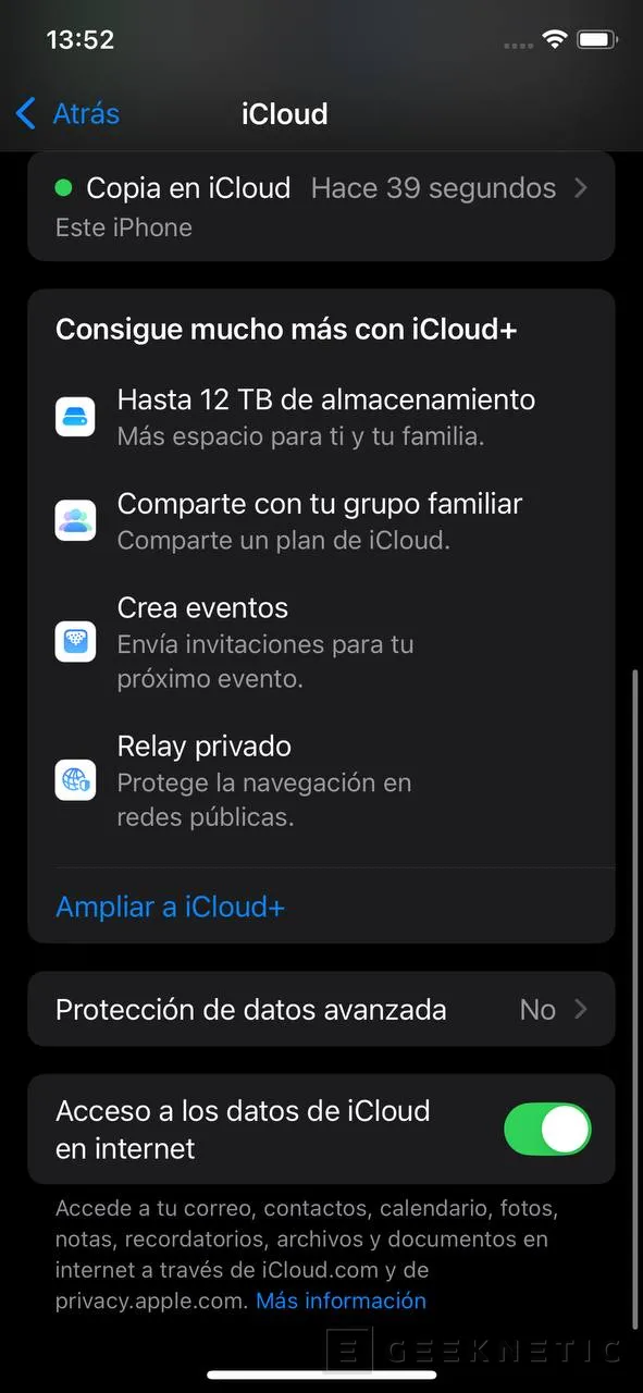 Geeknetic Cómo hacer una copia de seguridad o sincronizar los datos en iCloud con tu Apple iPhone 2