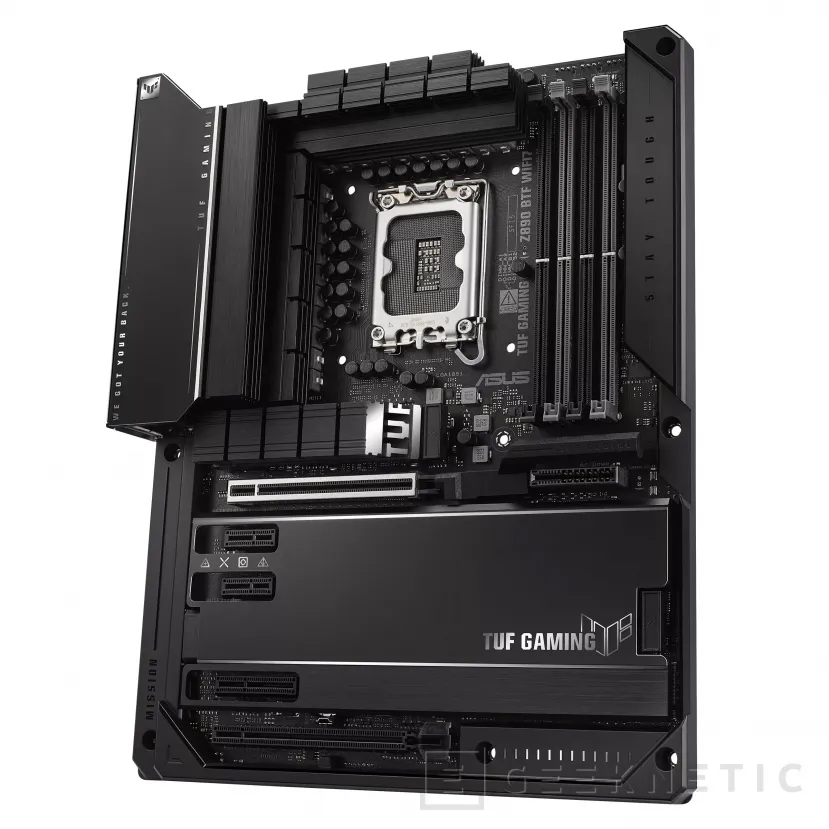 Geeknetic ASUS confirma la placa base TUF Gaming Z890-BTF WIFI7 con cuatro ranuras M.2 y conectores ocultos para Intel Core Ultra 200 1