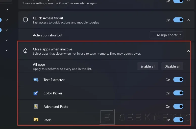 Geeknetic PowerToys prepara un modo de bajo consumo de memoria para cerrar utilidades inactivas y reducir su huella en Windows 11 1