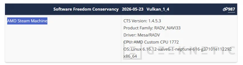 Geeknetic La Steam Machine aparece certificada en la base de datos de Vulkan y deja otra señal de que Valve sigue adelante con su consola 1