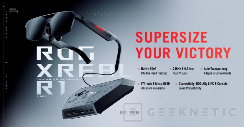 Geeknetic Las ASUS ROG XREAL R1 ya tienen precio en España: 849 euros y disponibilidad en junio 2