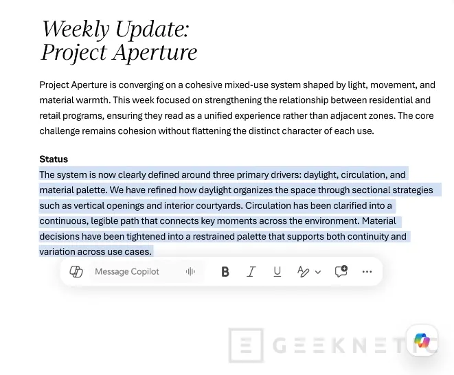 Geeknetic Microsoft rediseña Microsoft 365 Copilot para hacerlo más rápido, más contextual y más integrado en Word, Excel y PowerPoint 2