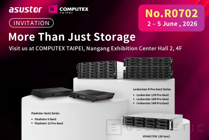 Geeknetic Asustor estrenará en el Computex 2026 sus nuevas soluciones de almacenamiento con red a través de USB4 y hasta 2 PB de capacidad 1