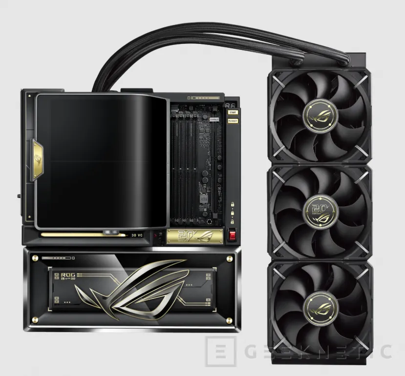 Geeknetic Disipadores de cobre puro y una pantalla AMOLED LCD de 6,67" en el combo ASUS ROG Crosshair X870E y Ryujin 360 Edition 20 3
