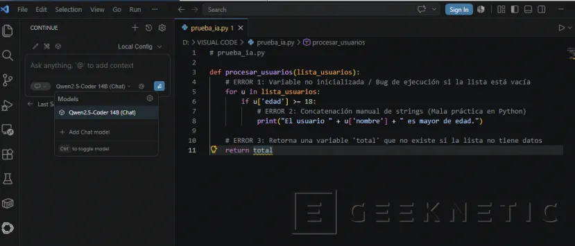 Geeknetic Cómo montar una alternativa local a GitHub Copilot en VS Code 18