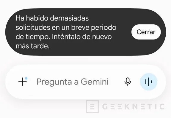 Geeknetic Google Gemini está caído: el chatbot no permite enviar nuevas consultas ni ofrece respuestas 1