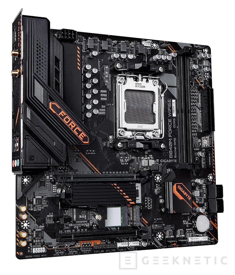 Geeknetic GIGABYTE lanza una placa base B840M con diseño naranja y negro: incluye X3D Turbo Mode y sintonización DDR5 2