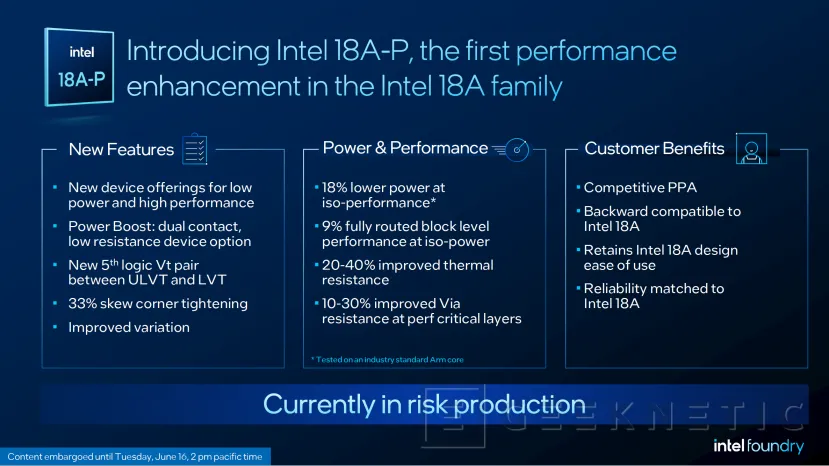 Geeknetic Intel 18A-P ya está en producción: hasta un 9% más de rendimiento y un 18% menos de consumo 5