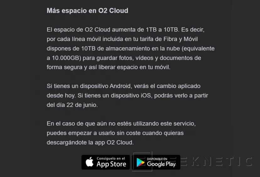 Geeknetic O2 aumenta a 10 TB la capacidad de su servicio Cloud a sus clientes de manera gratuita 1