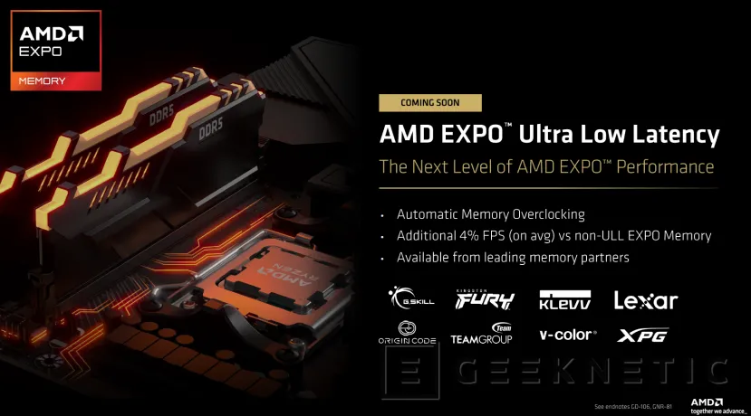 Geeknetic AMD EXPO Ultra Low Latency: Nuevos perfiles de memoria DDR5 para ganar hasta un 4% de FPS adicionales en procesadores Ryzen 1
