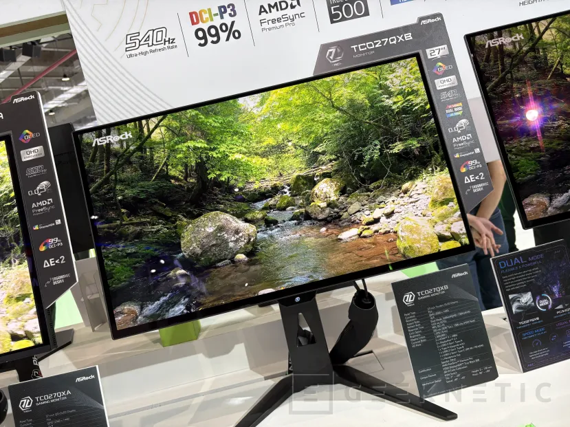Geeknetic Monitores OLED de 27 pulgadas con 4K a 240 Hz, QHD a 500 Hz y una variante Tandem OLED de 540 Hz: todo lo de ASRock en el Computex 3