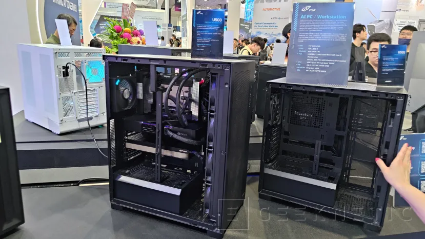 Geeknetic Las FSP U500 y U501 llegan como cajas E-ATX para workstation, una con radiador frontal de 480 mm y otra con paneles mesh y ventiladores de 16 cm 1
