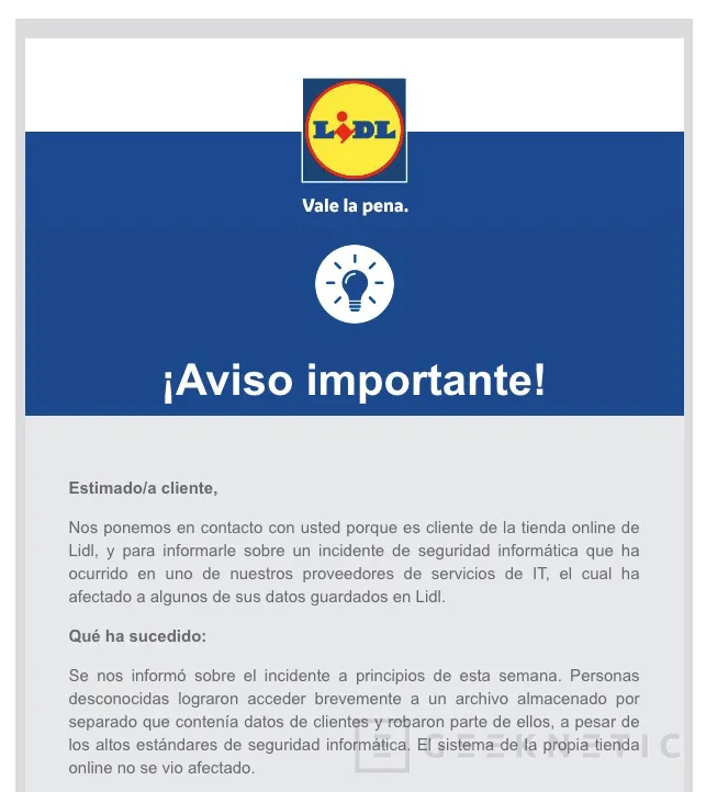 Geeknetic Lidl avisa a clientes de su tienda online tras un incidente de seguridad que expuso datos personales básicos 1