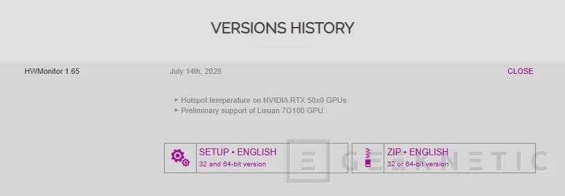 Geeknetic HWMonitor 1.65 recupera la lectura de la temperatura hotspot en las NVIDIA GeForce RTX 50 1