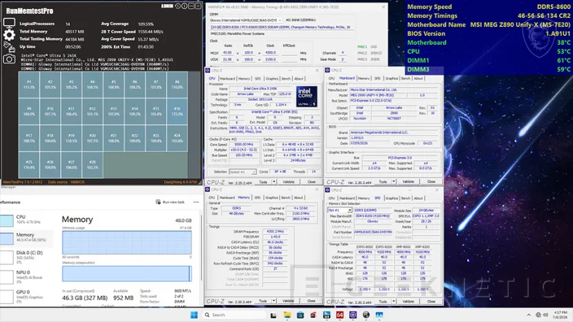 Geeknetic MSI amplía el soporte para memorias CXMT con velocidades de hasta 8.600 MT/s en sus placas con chipset Intel Z890 1