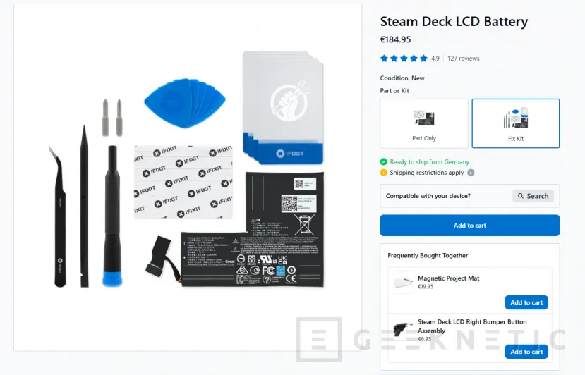 Geeknetic Los repuestos oficiales de la Steam Deck LCD empiezan a desaparecer de iFixit 2