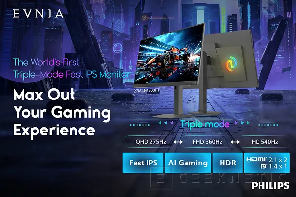 Geeknetic Philips estrena el Triple-Mode, la tecnología que permite elegir entre 275, 360 y 540 Hz en un mismo panel 1