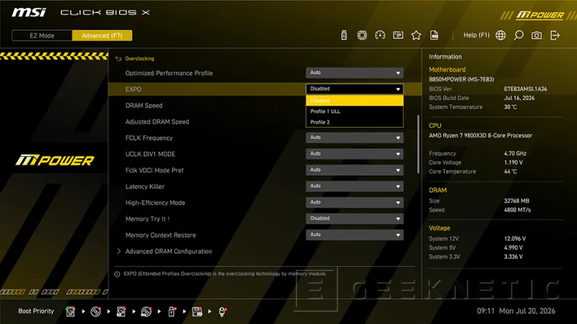 Geeknetic MSI reduce la latencia de memorias AMD EXPO al nivel de las Ultra Low Latency gracias a su nuevo perfil de alta eficiencia 1
