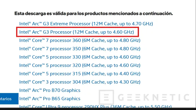 Geeknetic Los últimos drivers de Intel 32.0.101.8861 Beta ya son compatibles con los Intel Arc G3 1