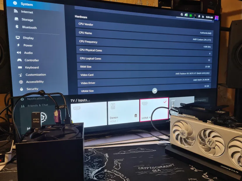 Geeknetic Meten una eGPU a la Steam Machine por la ranura M.2 y logran más de 100 FPS en Crimson Desert 1